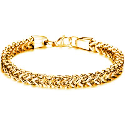 China Hiphop Wholesale Personalized 18k Gold Plated Franco Bangle Mens 316L Stainless Steel Bracelet for sale