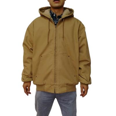 China Plus Size Made In China High Quality Mens Woven Cotton Duck Canvas Fleece Lined Plus Size Winter Windproof Jacket for sale