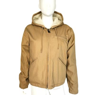 China New Products High Quality Windproof Duck Canvas Fabric OEM Sherpa Lined Jackets Winter Woman Work Jacket for sale