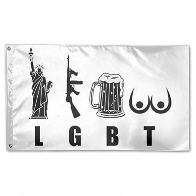 China Liberty Gun Beer Funny America FLYING LGBT 3 x 5 Flag - Brass Seal - Vivid Color and Fade UV Resistance for sale