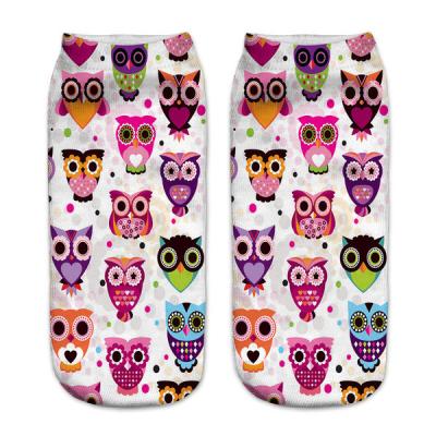 China QUICK DRY Selling Like Hot Cakes Funny Cartoon Owl Girls Fashion Digital Printing Anklet 3D Printed Socks for sale