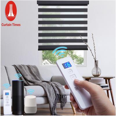 China CLASSIC Double Layer Zebra Blinds Motorized Day And Night Gray Luxury Curtain Fabric Shade Roller Zebra Blinds for sale