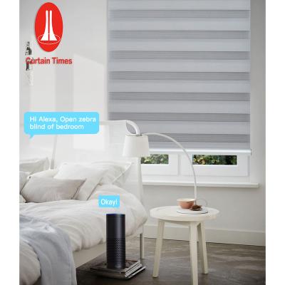 China Zigbee CLASSIC Smart Roller Curtain Fabric Auto Motorized Blind Double Wifi Blinds Zebra Tubular Motorized Blinds for sale