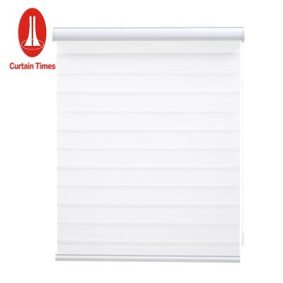 China ROMAN White Light Filtering Window Manual Roller Blinds Wholesale Polyester Zebra Blinds With Customized Wave Pattern Zebra Blinds for sale