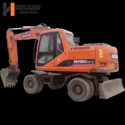 Chine Excavateur à roues usagées Doosan 150 avec moteur turbocompressé à double pneu à vendre