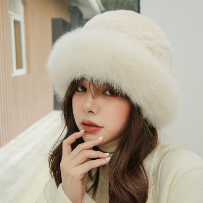 China Custom Winter Fox and Rabbit Fur Hats Girl Fashion Plush Fur Hat Custom Warm Hats COMMON for sale