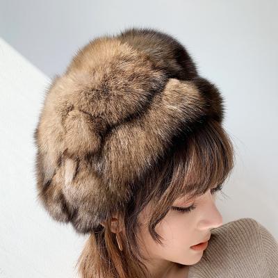 China Women COMMON Russian Style Winter Mink Fur Hats Natural High End Mink Fur Hats Hat for sale