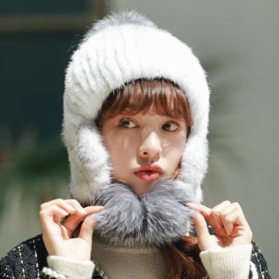 China COMMON Girls High Quality Winter Hats Warm Minik Fur Pompom Fur Hats For Women for sale