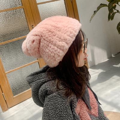 China JOINT Wholesale Cute Children's Winter Rex Rabbit Fur Hats Warm Children's Fur Hat for sale