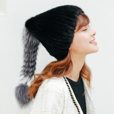 China Lady's Fashion Women's Fashion Women's Mink Fur Winter Fox Fur Outdoor Ball Cap Thickened Soft Warm COMMON Fur Hat For Girl for sale