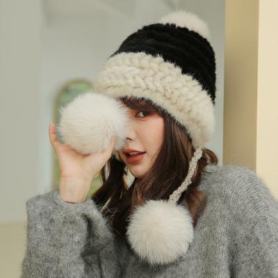 China Fashion JOINT Fur Balls For Hat Winter Warm Knitted Women Fur Mink Fur Balls Pom Pom Hats for sale