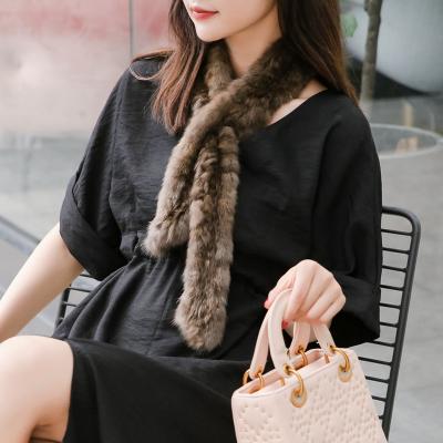 China Wholesale Comfortable Natural Lady Fur Scarf Mink Color Fur Scarf Winter Women's Long Fur Scarf for sale