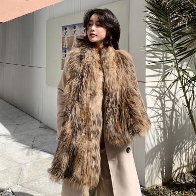 China Comfortable Fur Scarf Outdoor Winter Natural Color With Loop Fox Fur Scarf Long Fur Scarf for sale