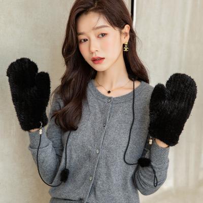 China Real Mink Fur Gloves Wholesale Genuine Women Fur Gloves Winter Warm Comfortable Real Fur Gloves for sale