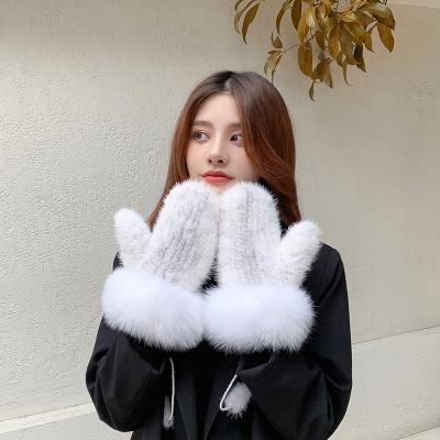 China China Winter Mink Fox Fur Gloves Comfortable Wholesale Gloves Women Super Warm Gloves for sale