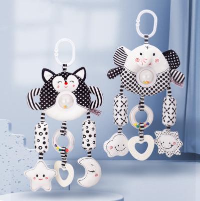 China Funny Newborn Cartoon Gift Baby Plush Stroller Stroller Toys Animal Educational Stroller Hanging Bell Plush Baby Rattle Toys for sale