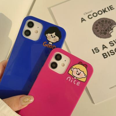 China Anti-drop newcomer personality couples phone cases for iphone 12 pro luxury blue and pink shockproof silicone phone cases for sale