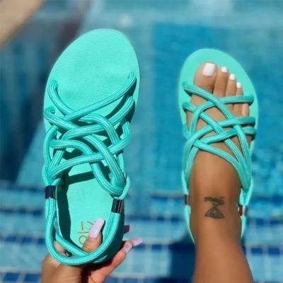 China Fashion Trend Summer Beach Sandals Hemp Outdoor Rope Covers Foot Beach Shoes Women Shoes Sandals for sale