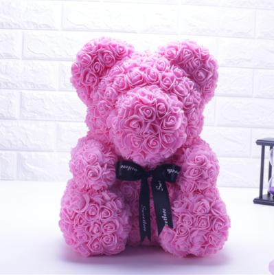 China PE foam PE roses covered teddy bear for valentines day rose teddy bear with box for sale