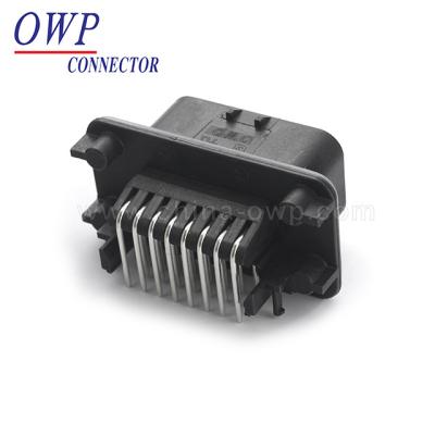 China PCB AMPSEAL ECU Sealed Auto Connector 23 Pin Male Black 90 Angle Terminals for sale