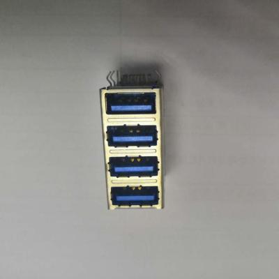 China High Quality Four Stacks Pcb Female Magnetic Immersion Usb 3.0 One Type Connector for sale