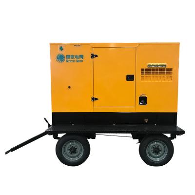 China 27 Years China Factory Low Price Mobile Trailer And Silent Type With 4 Wheels 100kw GF100SC Diesel Generator Set for sale