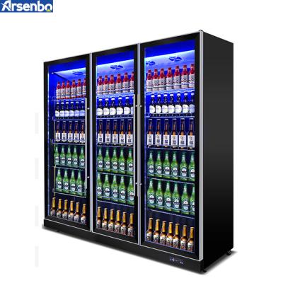 China Single-temperature Arsenbo Fashion Commercial Vertical Beer Display Cooler Drinks Fridge For Supermarket for sale