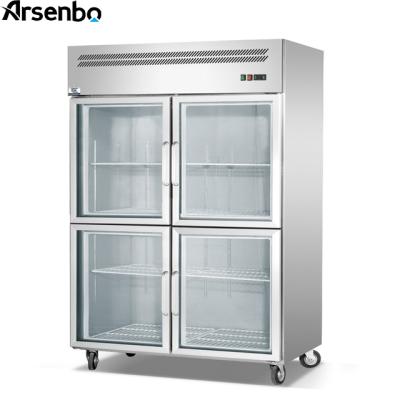 China Single-temperature factory direct supply in double temperature fan cooling system door kitchen display refrigerator glass refrigerator for sale