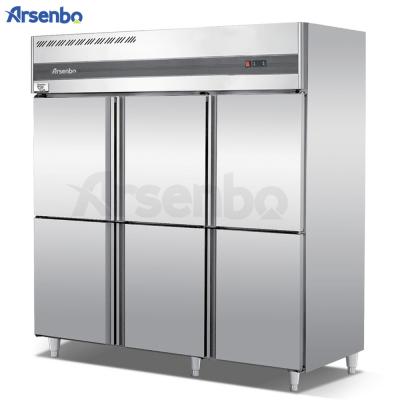 China Double-temperature 201 stainless steel 6 door deep freezer refrigerator, fridge refrigerator with good quality for sale