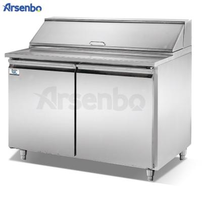 China Double-temperature stainless steel electric refrigerated salad bar counter design for restaurant kitchen equipment for sale