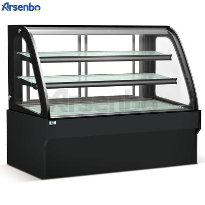 China Arsenbo Double-temperature Curved Vertical Glass Cake Display Refrigerator Showcase Cake Display Refrigerator for sale