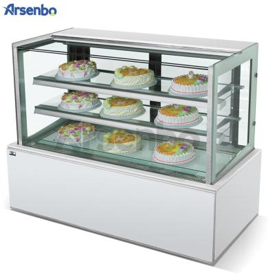 China High Quality Double-temperature Upright Glass Counter Cake Display Refrigerator Showcase for sale