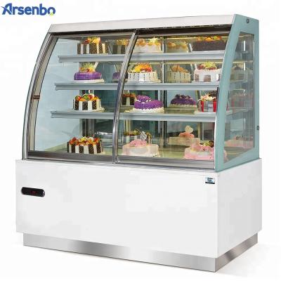 China Double-temperature Commercial Arsenbo Bakery Equipment Fan Cooling Front Opening Glass Door Refrigerator Cake Showcase for sale