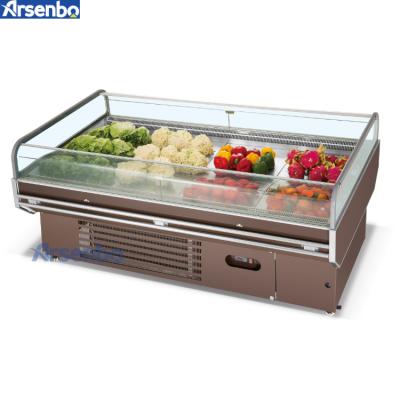 China Single-temperature Arsenbo New Style Commercial Refrigeration Cooling Showcase Fruit Shop Equipment Stainless Steel Open Fridge for sale