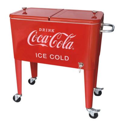 China 60 Quart Ice Chest Portable Patio Party Durable Outdoor Wicker Rolling Cooler Cart for sale