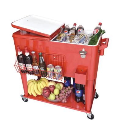 China A Sustainable Metal Ice Cooler Cart With Wheels Cooler Box For Beverage for sale