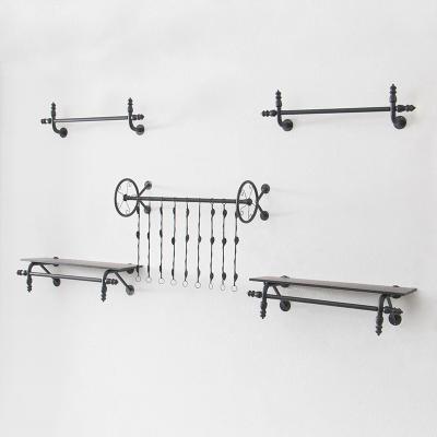 China Metal Metal Show Black Retail Shop Rack Wall Rack Commercial Hanging Clothing Rack For Store for sale