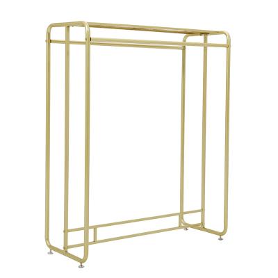 China Modern Shiny Golden Simplicity Clothing Boutique Clothing Free Heavy Rack For Rental Room for sale