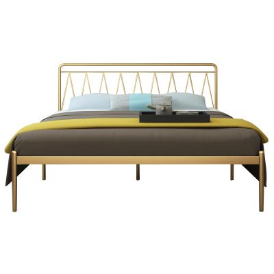 China Other 1.5 M 1.8 M Double Iron Metal Tube Bed Simple Modern Steel Apartment Bed for sale