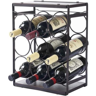 China Multi Layer Metal Countertop Wine Rack Vertical Bottle Wall Wine Display Wine Rack for sale