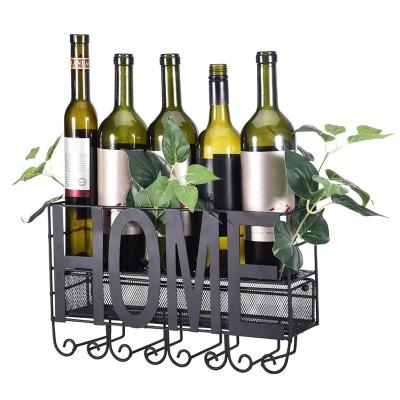 China Wrought Iron Wall Hanging Red Wine Rack Letter Wine Rack Goblet Holder Inverted Bar Wall Hanging Wine Cabinet for sale