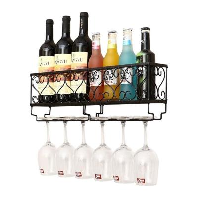 China European Retro Glass Upside Down Living Room Simple Hanging Red Wine Rack Wall Hanging Goblet Goblet Holder for sale