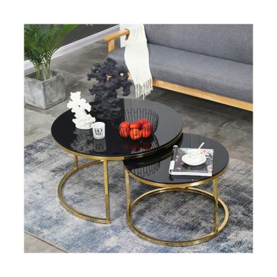 China Modern Black Gold Round Mini Glass Top Mirror For Bar Table for sale