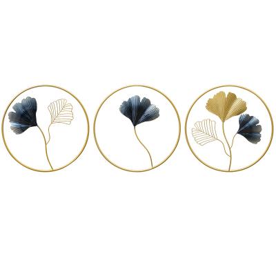 China Ginkgo Modern Light Luxury Metal Sheet Metal Decoration Minimalist TV Background Wall Decoration Chinese Wall Hanging for sale