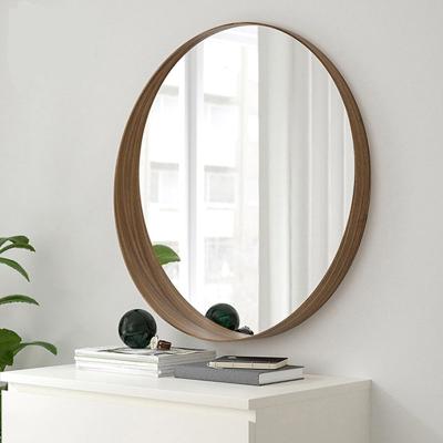 China Contemporary Stockholm Brushed Round Gold Stainless Steel Frame Hotel Bathroom Metal Mirror for sale