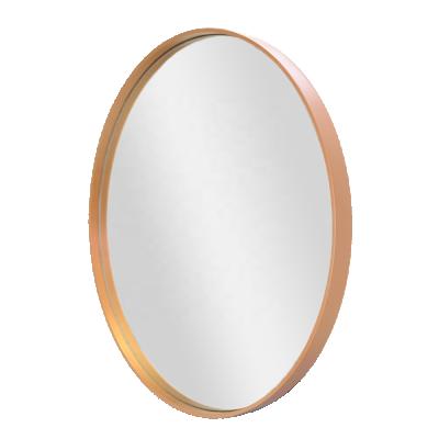 China Concise Minimalist Wall Mounted Deep Frame Metal Style Bathroom Bronze Black Round Framed Mirror Stainless Steel for sale