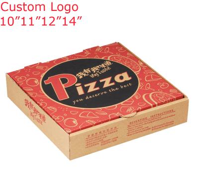 China Custom Logo Pizza Box White Black Corrugated Inches Recyclable 10 11 12 14 for sale