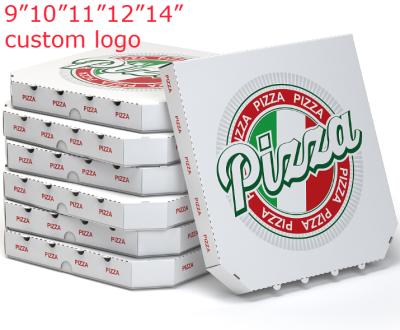 China Custom Logo White Corrugated Pizza Boxes Inches Recyclable 10 11 12 14 16 for sale