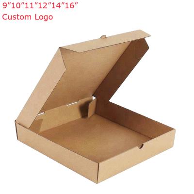 China 10 11 12 14 Inch Custom Logo Brown Kraft Paper Recyclable Corrugated Pizza Boxes for sale