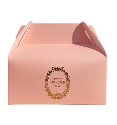 China 350gsm Recyclable Paper Box Cake Box For Sale Pink Food And Beverage Wrapping Paper Food Packaging Customized Recyclable Stamping Hot for sale